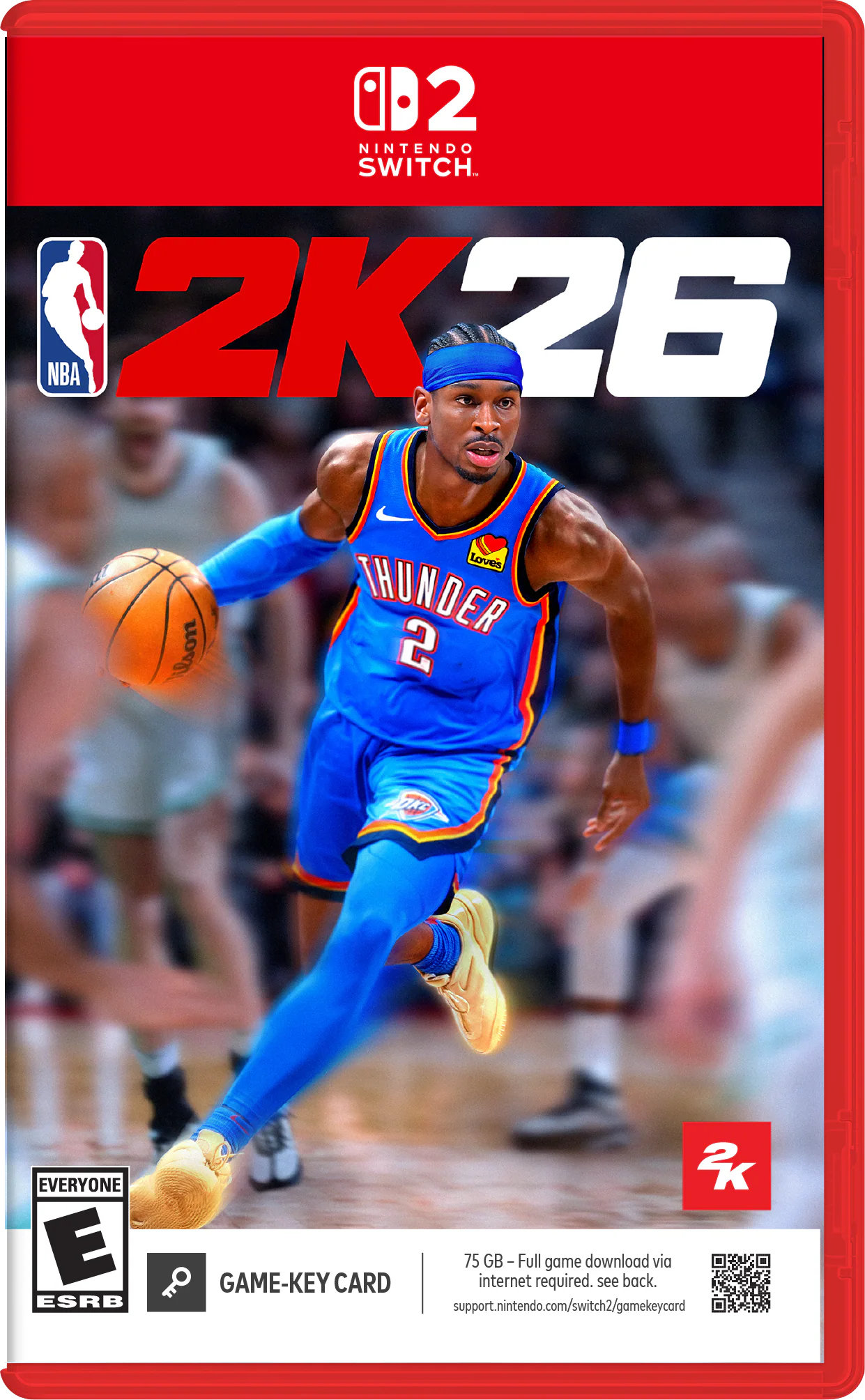 2K26, NINTENDO SWITCH, NBA, THUNDER, 2, OKC, EVERYONE, E, ESRB, 2K, 75 GB - Full game download via internet required, GAME-KEY CARD, support.nintendo.com/switch2/gamekeycard - E (Everyone)