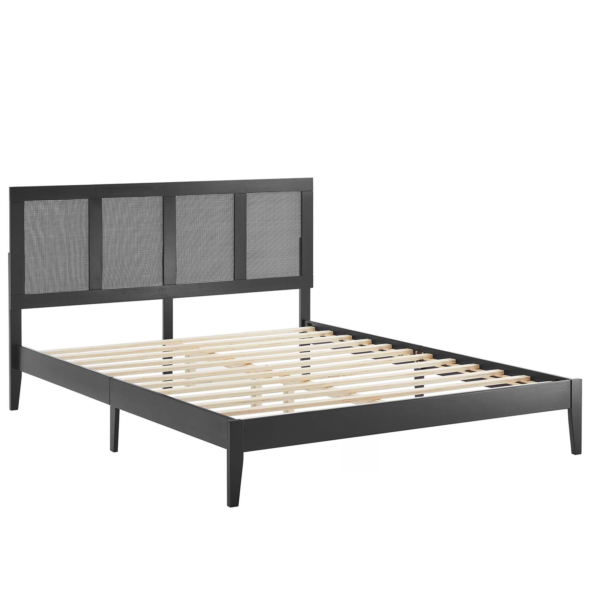 Alt View 1. Modway - Rael Performance Velvet Full Platform Bed - Oatmeal.