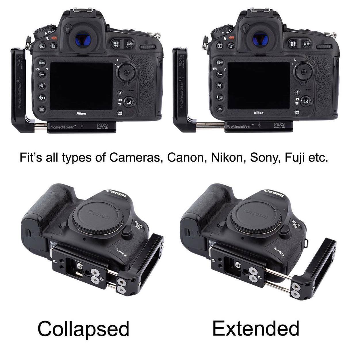 5 PLITN WN 7 L PLX3x EM 0 5 450 OK Nikon 1 DE Nikon E L ProMediaGear PBX3 - ProMediaGear PBX3 Fit's all types of Cameras, Canon, Nikon, Sony, Fuji etc. Canon Ca Canon Mark Markt Collapsed Extended