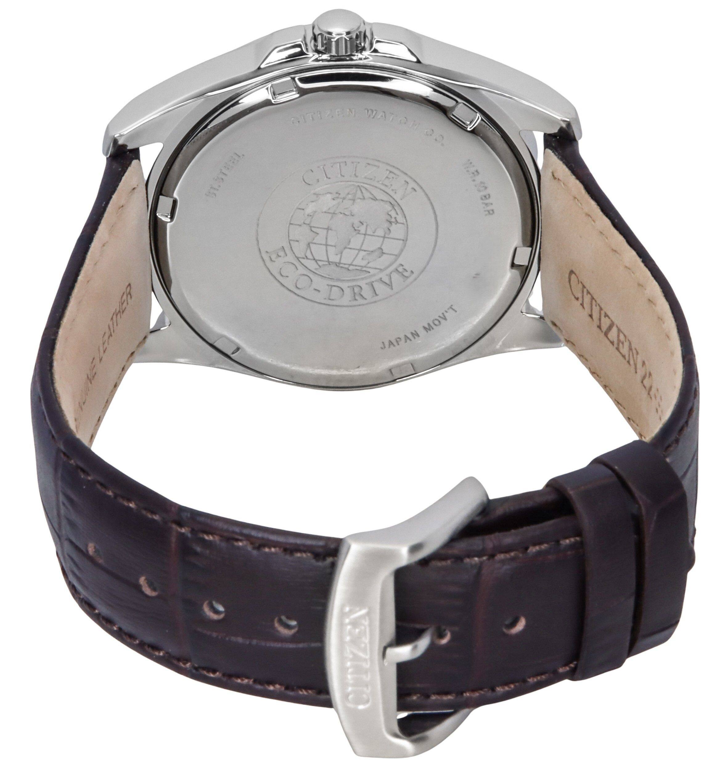Citizen Eco Drive Leather Strap Dial BM7108 22L 100M Men's Watch