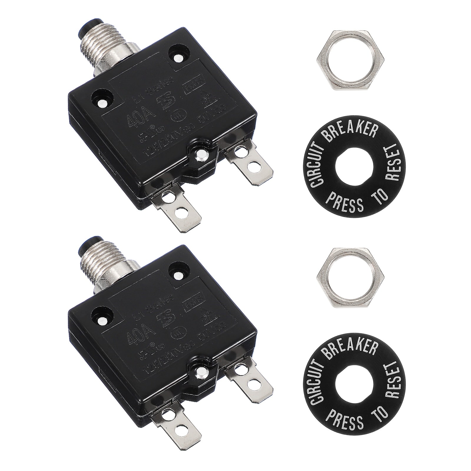 Unique Bargains - 2pcs 40A Push Button Circuit Breaker, 125/250V AC,50V DC, Manual Reset Thermal Overload Protector for Industrial - Black price history on PriceWatchPro