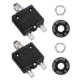 Unique Bargains - 2pcs 40A Push Button Circuit Breaker, 125/250V AC,50V DC, Manual Reset Thermal Overload Protector for Industrial - Black