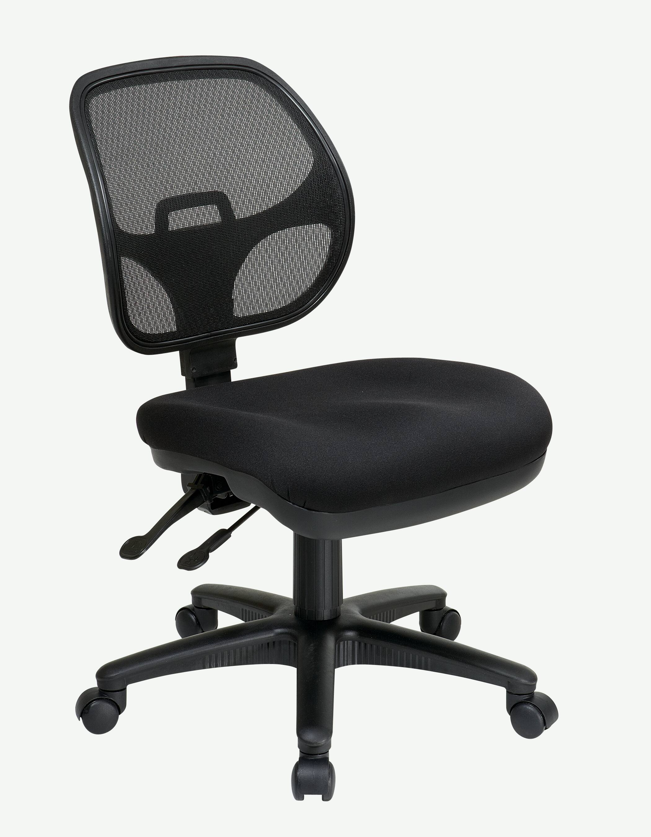 Angle. Office Star Products - Ergonomic Task Armless Chair in Black FreeFlex® Fabric with Pneumatic Seat Height Adjustment - Coal.