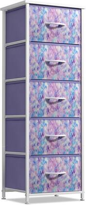 Sorbus - Fabric Dresser for Kids Bedroom, Chest of 5 Drawers, Tall Storage Tower Clothing Organizer for Playroom - Purple Tie-Dye