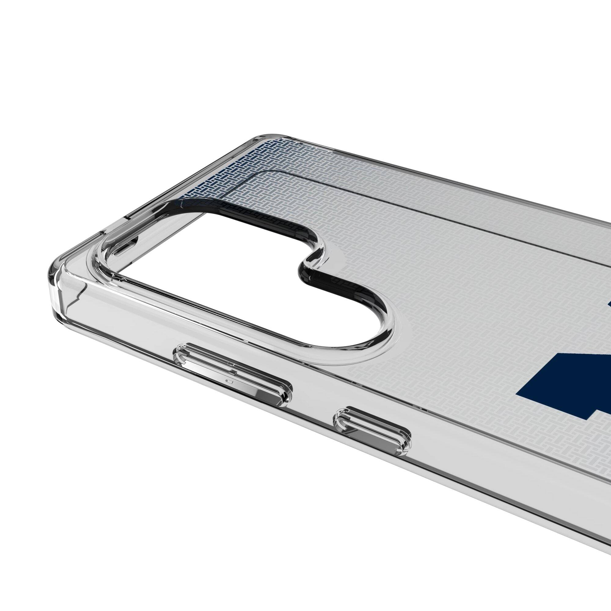 Alt View 2. Keyscaper - Michigan Wolverines Linen Logo Galaxy Clear Case - S22 - Multicolor.