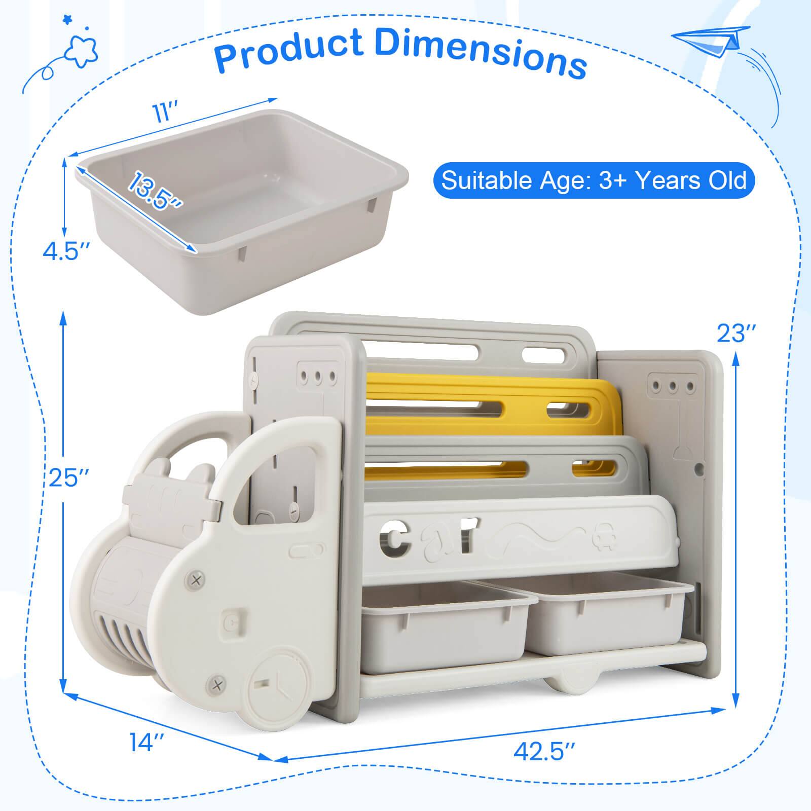 Product Dimensions:  
- Length: 42.5"  
- Width: 23"  
- Height: 25"  
- Depth: 14"  
- Sink Dimensions: 11" x 4.5" x 13.5"  

Suitable Age: 3+ Years Old