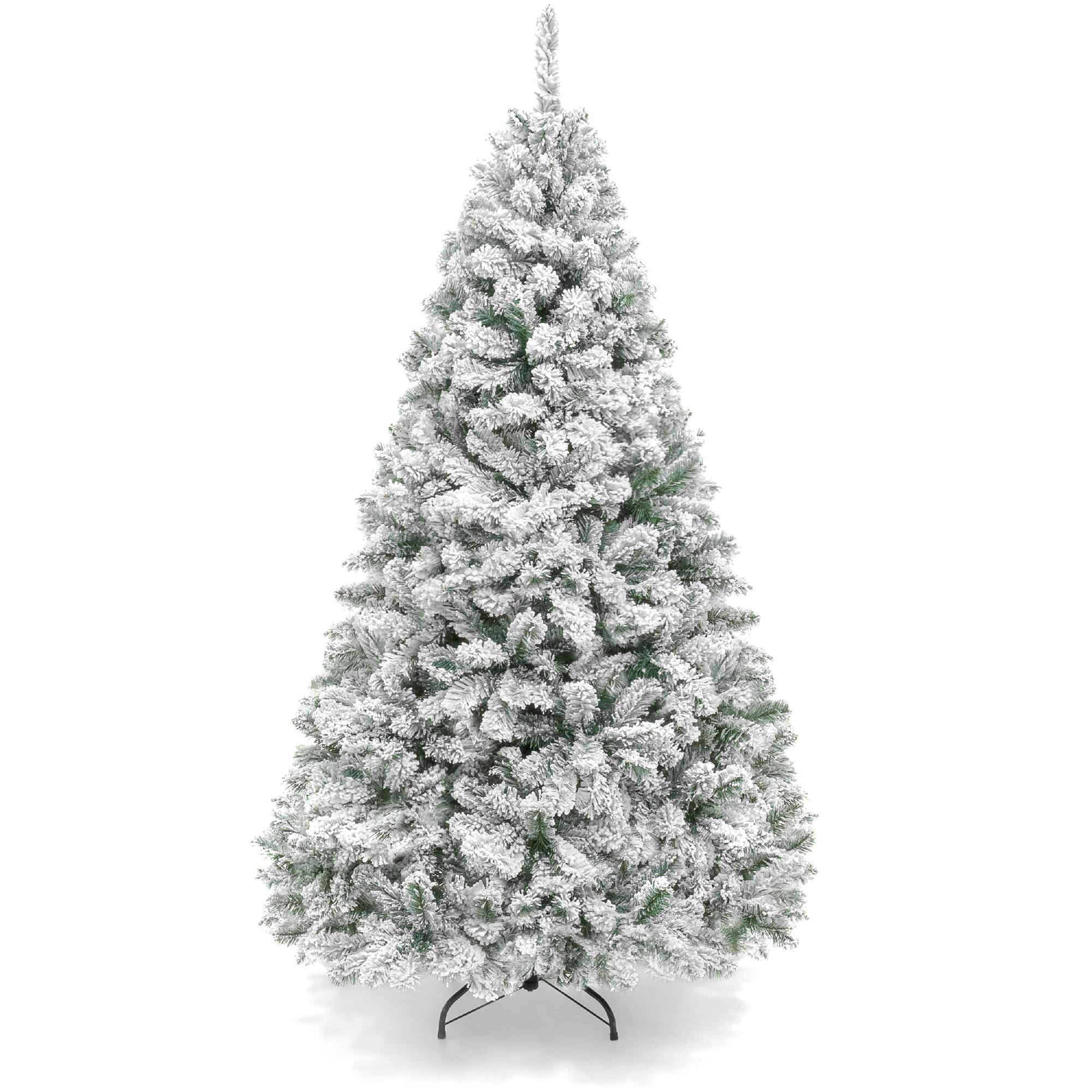 Best Choice Products - Artificial Flocked Christmas Tree, 6ft Premium Unlit Pine Holiday Decor w/Metal Stand - Green
