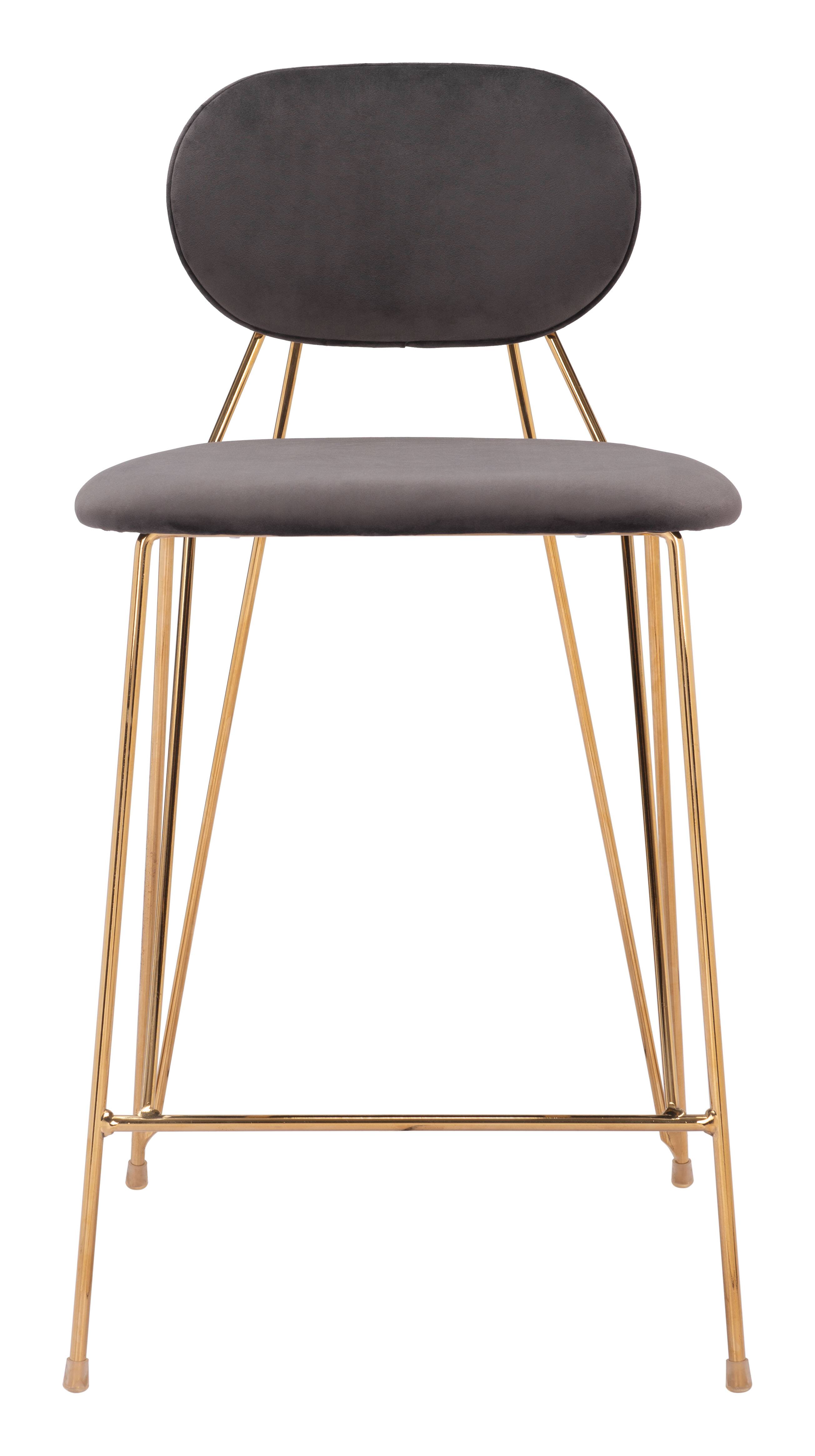 Alt View 1. Hivvago - Georges Counter Stool (Set of 2) Gray & Gold - Gray & Gold.