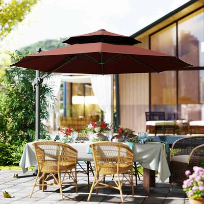11 ft patio umbrella stand LAUSAINT HOME Outdoor Umbrella, Deluxe Curvy Cantilever with 360 Rotation Handle Material Costway 10ft Patio Umbrella Outdoor
