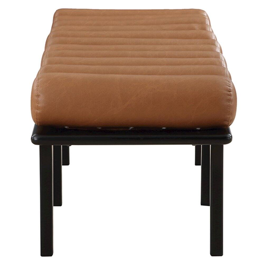 Alt View 4. Meridian Furniture - Landon Cognac Vegan Leather Bench - Brown.