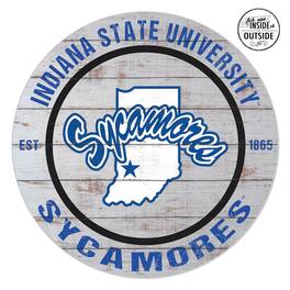 Jardine - Indiana State Sycamores 20'' x 20'' Indoor/Outdoor Weathered Circle Sign - White