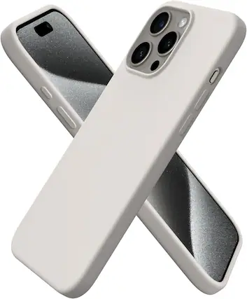 Front. Ornarto - ORNARTO Compatible with iPhone 15 Pro Max Case 6.7", Slim Liquid Silicone Full Covered Protective Cover-Stone Gray - Stone Gray.