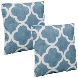 Sunnydaze - Square Indoor and Outdoor Throw Pillow - 16 in - Blue and White Quatrefoil