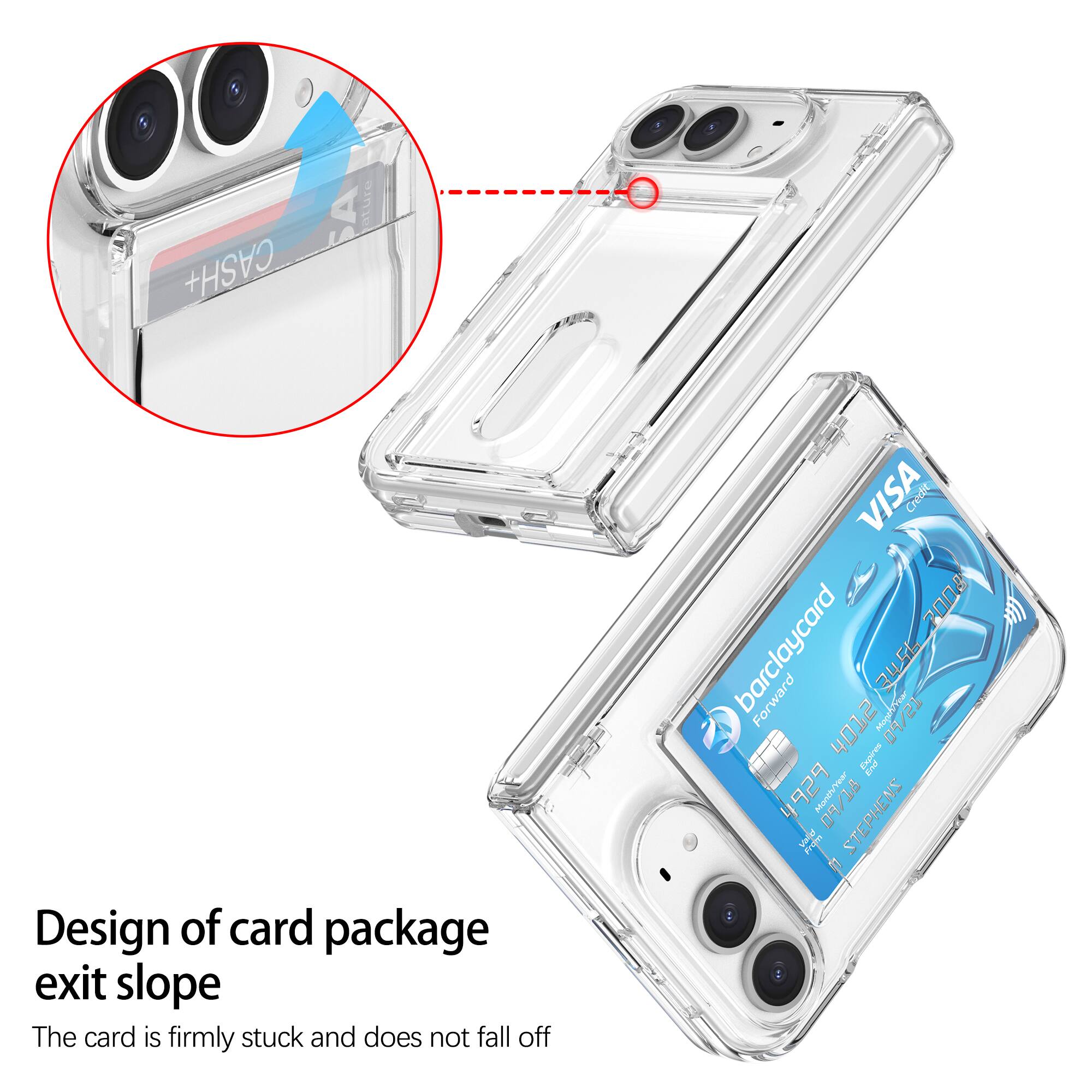 CASH+
ature
Design of card package exit slope The card is firmly stuck and does not fall off
VISA Credit BOOLASHE 2008 barclaycard Forward 4012 Expines 3456 Month IS/PO 929 Month/Year 09 QT STEPHENS visid From E