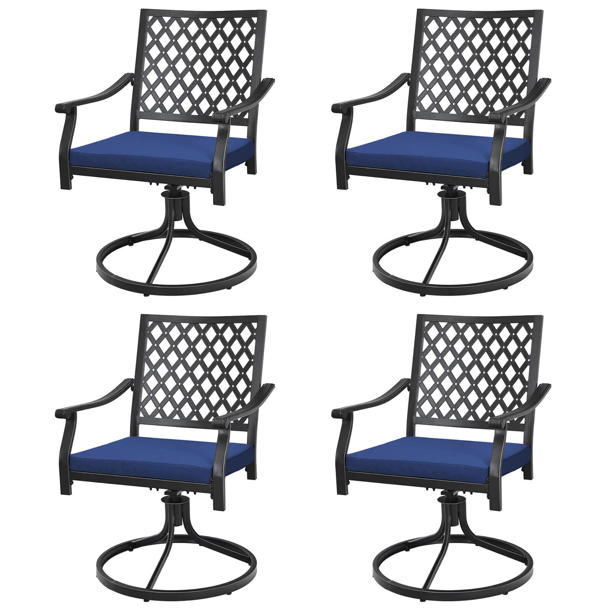Gymax - 4PCS Patio Swivel Dining Chairs Lattice Rocker Cushioned Armrest - Navy price history on PriceWatchPro