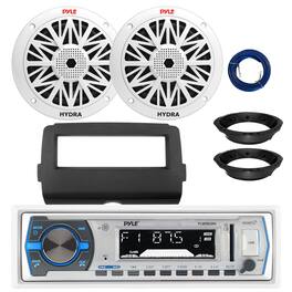 Pyle - PLMRB29W Bluetooth Marine MP3 Stereo Receiver, 2x 6.5" 200W Speakers with 2014-up Harley Radio Install Kit, Wire