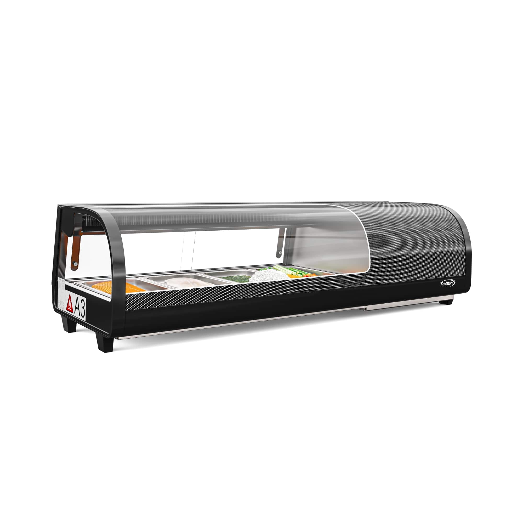 Koolmore - 46 in. Glass Sushi Countertop Display Refrigerator with 4 Stainless Steel Trays (KM-SR46-BK) - Black