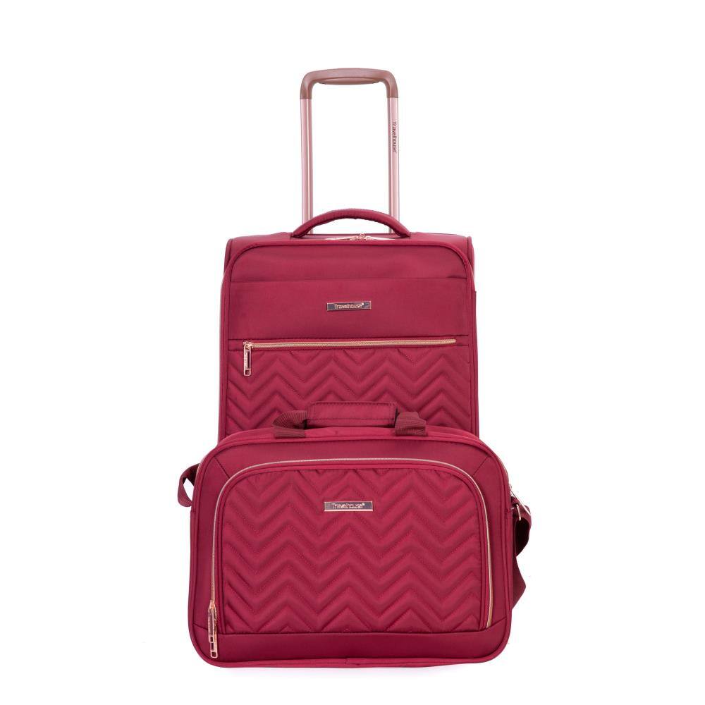 Alt View 1. BreeBe - Lightweight Durable Softshell Suitcase Spinner Wheels Terylene Luggage Set 4-Piece (16/20/24/28) - Wine Red.