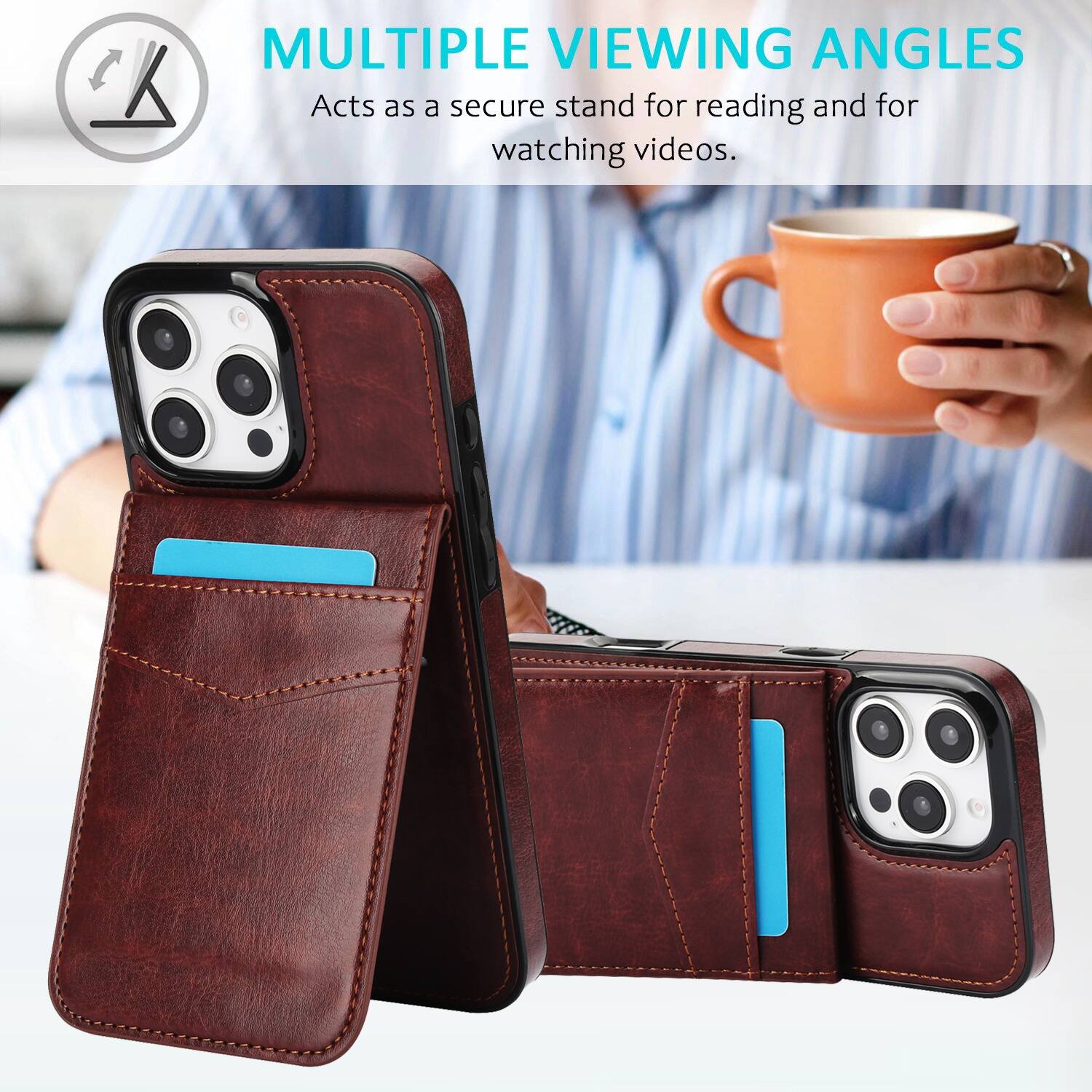 MULTIPLE VIEWING ANGLES  
Acts as a secure stand for reading and for watching videos.