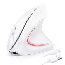 PRIMEPLUS - Ergonomic Wireless Vertical Mouse, Rechargeable Silent 2.4GHz, 5 Adjustable 4800 DPI for Laptop PC MacBook Right Hand - Wireless - Light white