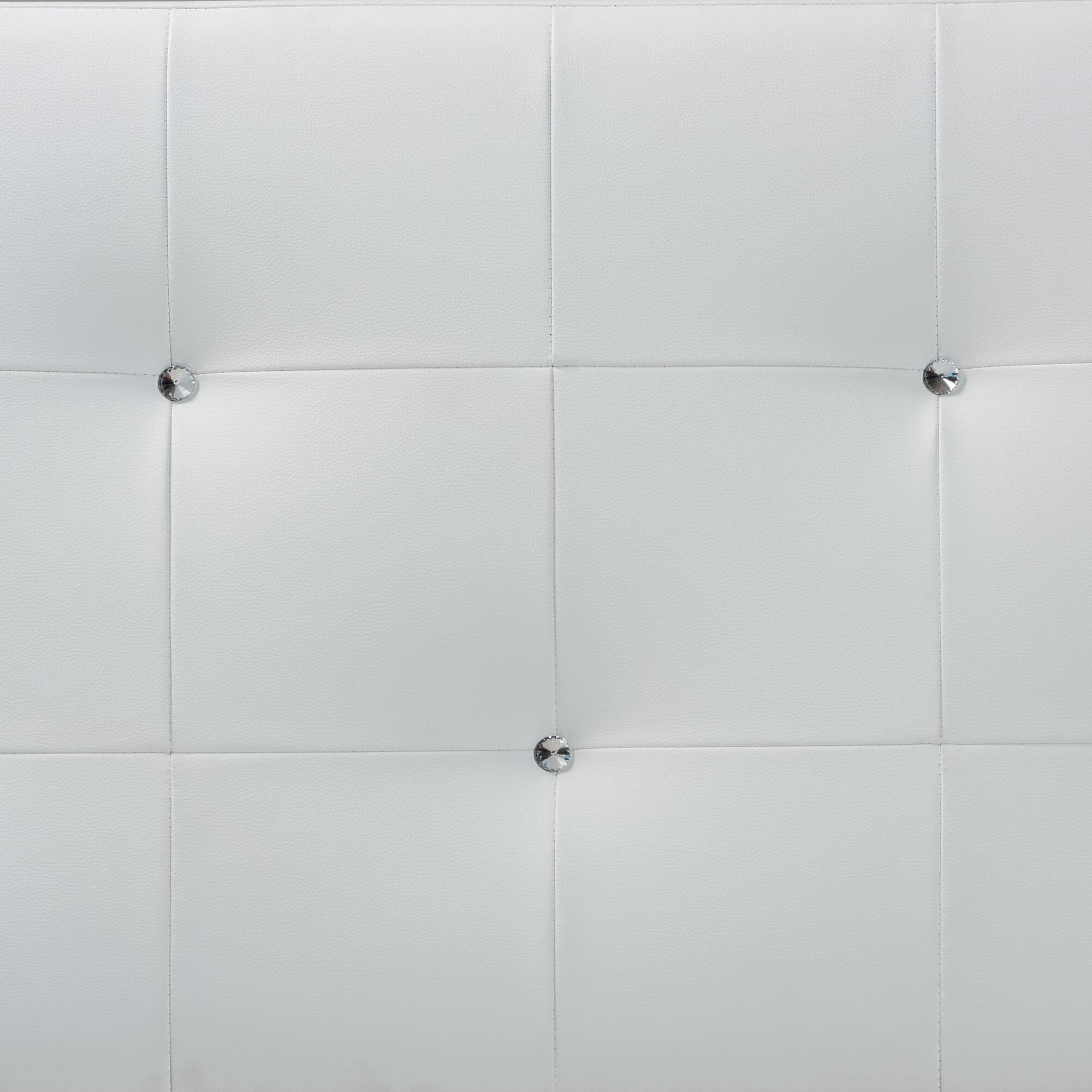 Left. Baxton Studio - Dalini Modern and Contemporary Queen Faux Leather Headboard with Faux Crystal Buttons - White.