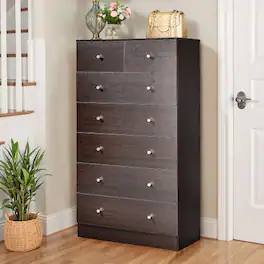 Winado - Modern Wood 7 Drawer Dresser Chest of Drawer Nightstand Anti-Tipping Device Metal Handle for Bedroom Living Room Hallway - Brown