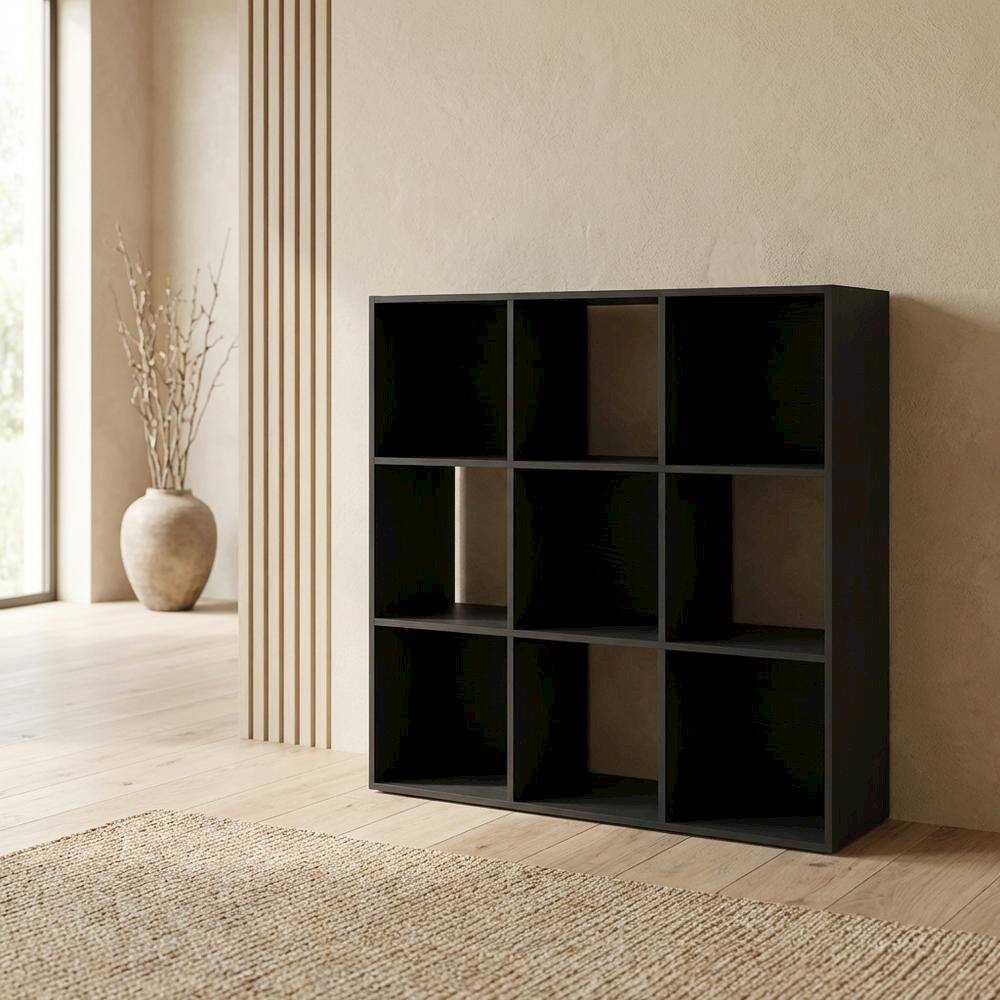 Angle. FurniFact - Americano 9-Cube Open Storage Shelf Organizer - Americano.