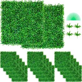 VEVOR - Artificial Boxwood Panel UV 48pcs Boxwood Hedge Wall Panels Artificial Grass Backdrop Wall 10X10\" 4cm Grass Wall - Green