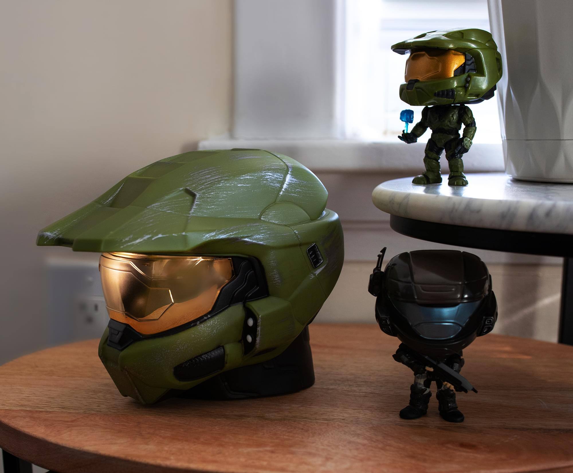 Alt View 4. Ukonic - HALO Master Chief Helmet Figural Mood Light | 6 Inches Tall - Green.