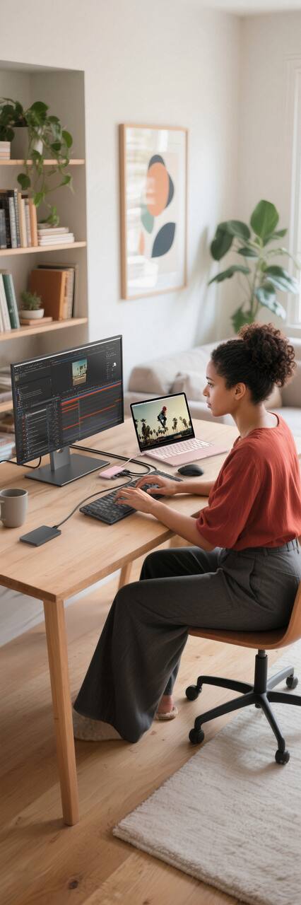 Left. Belkin - 5-Port Hub w/ 4K HDMI Display with 60Hz, 100W PD, Data Transfer 5Gbps, USB-C Multiport Adapter for MacBook NEO - Blush.