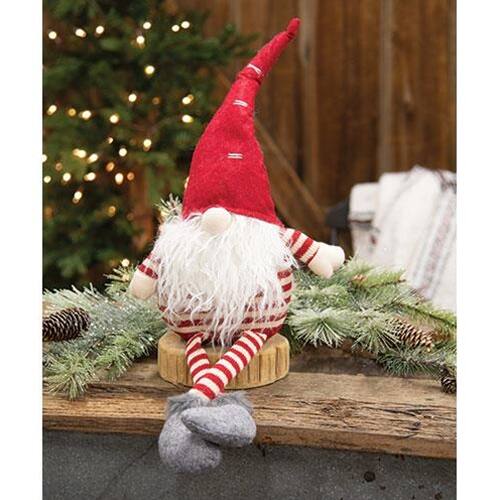 Angle. BreeBe - *Dangle Leg Plush Red/White Striped Santa Gnome - Multi.