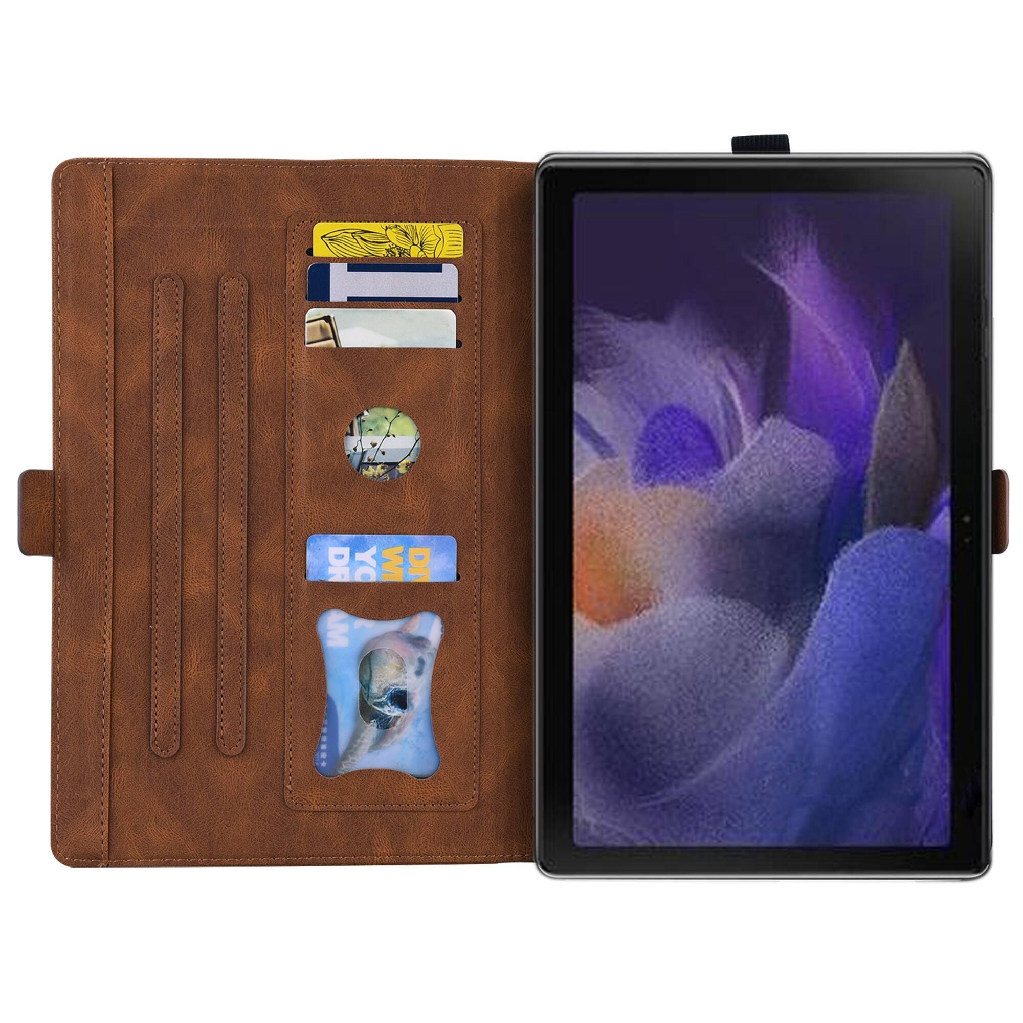 Back. Dteck - For Samsung Galaxy Tab A11/A9 8.7-inch PU Leather Embossed Butterfly Folio Case with Card Holder Flip Stand Cover - Brown.