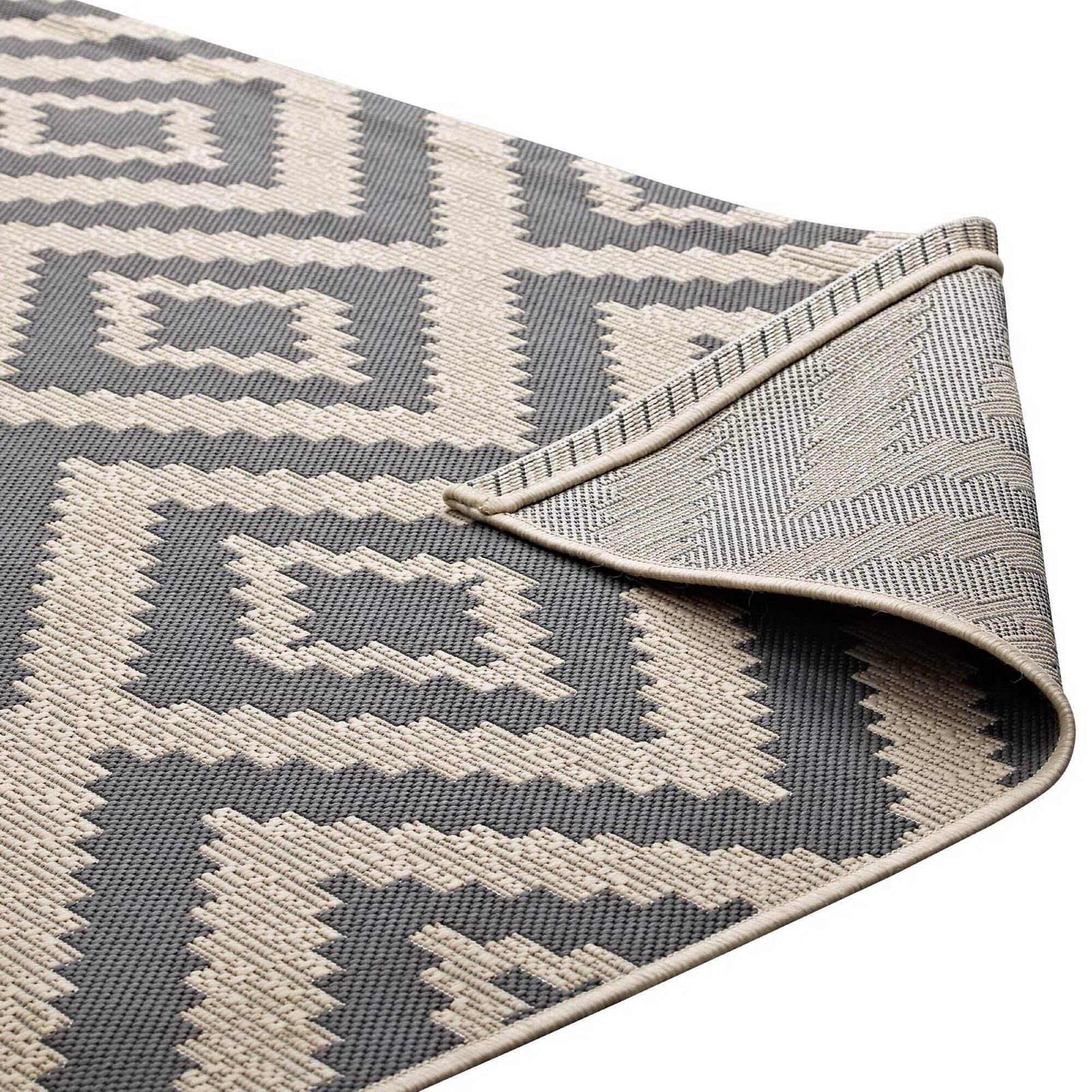 Alt View 4. Modway - Jagged Geometric Diamond Trellis Indoor and Outdoor Area Rug - Gray and Beige.