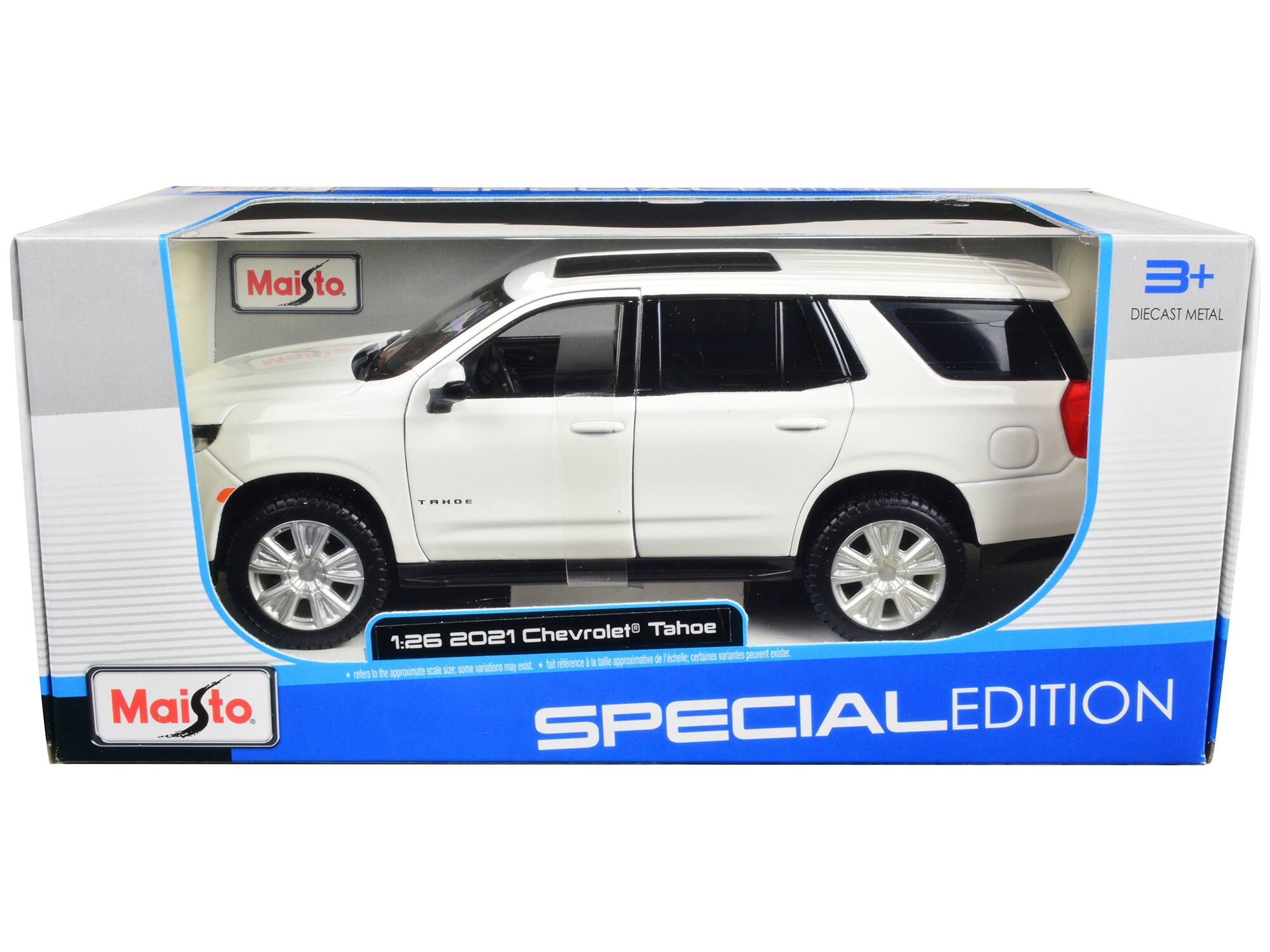 MaiSto to 3+ DIECAST METAL ZG ThHOE Mai to Chevrolet Tahoe 1:26 2021. Certaines variantes peuvent être légèrement différentes. La référence est la taille approximative de l'objet.