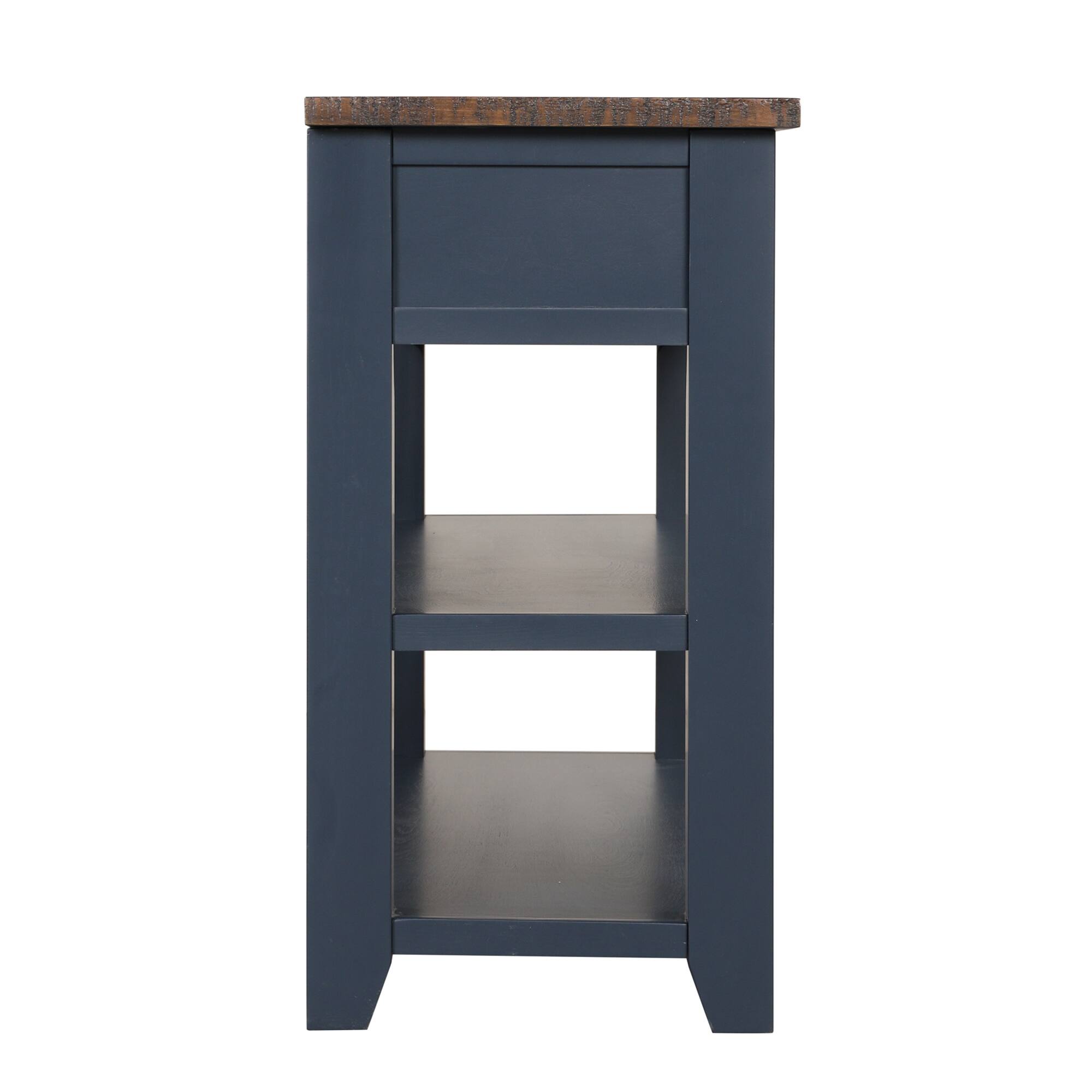 Alt View 7. GOODSILO - Solid Wood Console Table with Storage Drawers and Shelves for Entryway, Living Room, or Bedroom - Blue.