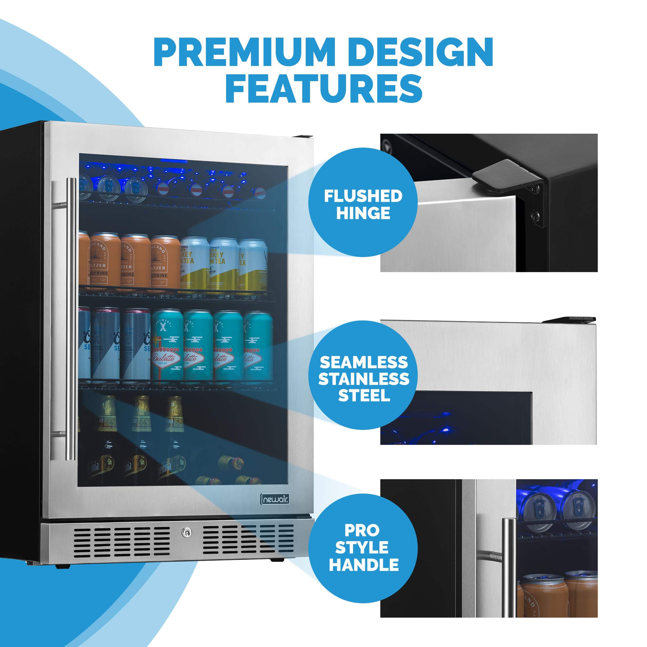 NewAir – 224-Can Built-In Beverage Cooler with Color Changing LED Lights and Seamless Door – Stainless Steel Sansujyuku sansujyuku.com