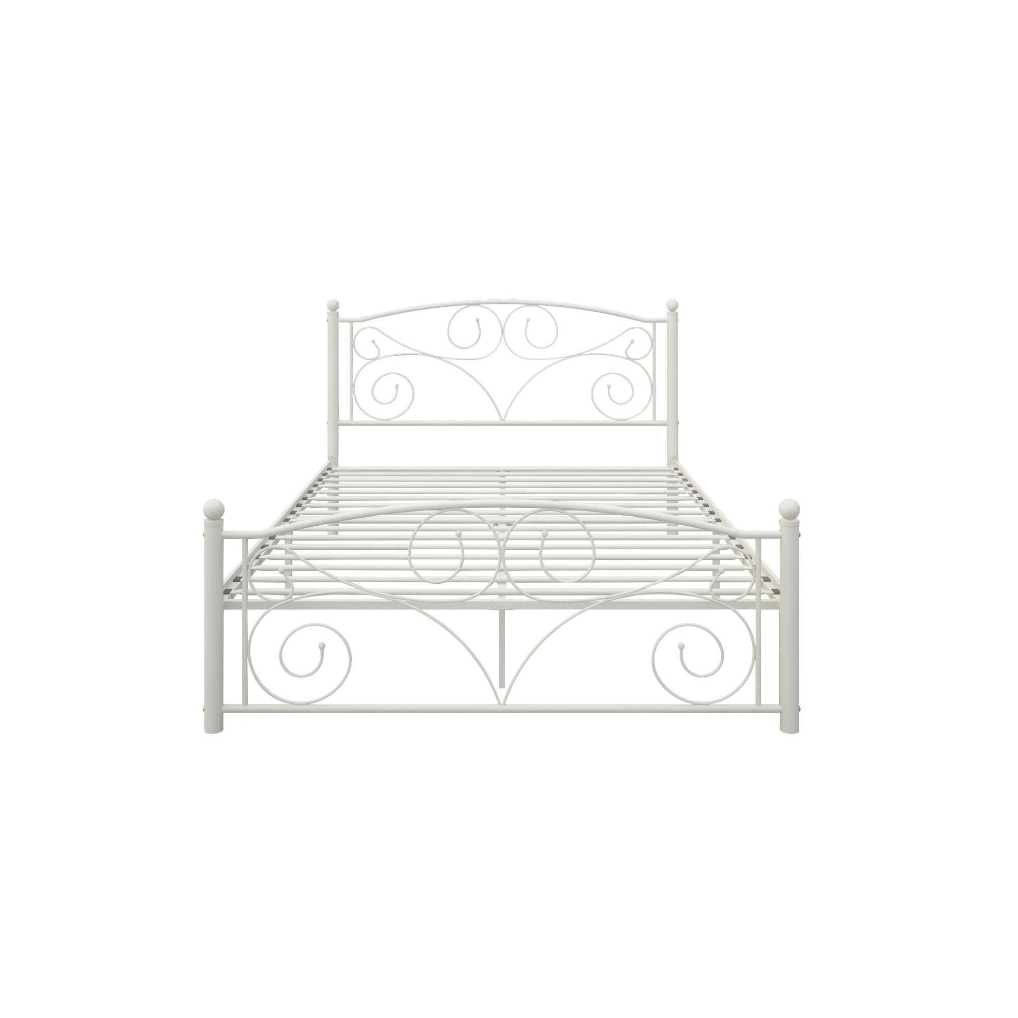Left. GOODSILO - Full Size Metal Bed Frame with Sturdy Steel Structure for Modern Bedroom Decor and Comfort - White.