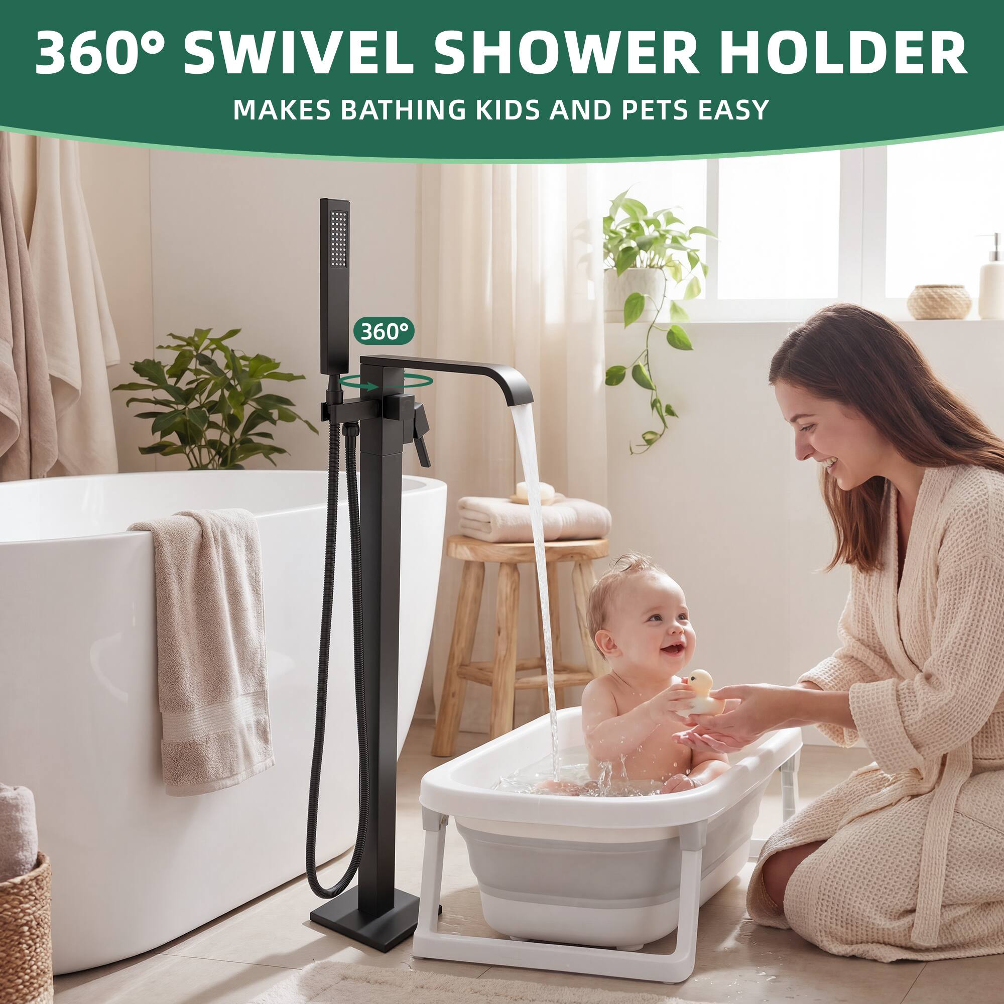 360° SWIVEL SHOWER HOLDER  
MAKES BATHING KIDS AND PETS EASY