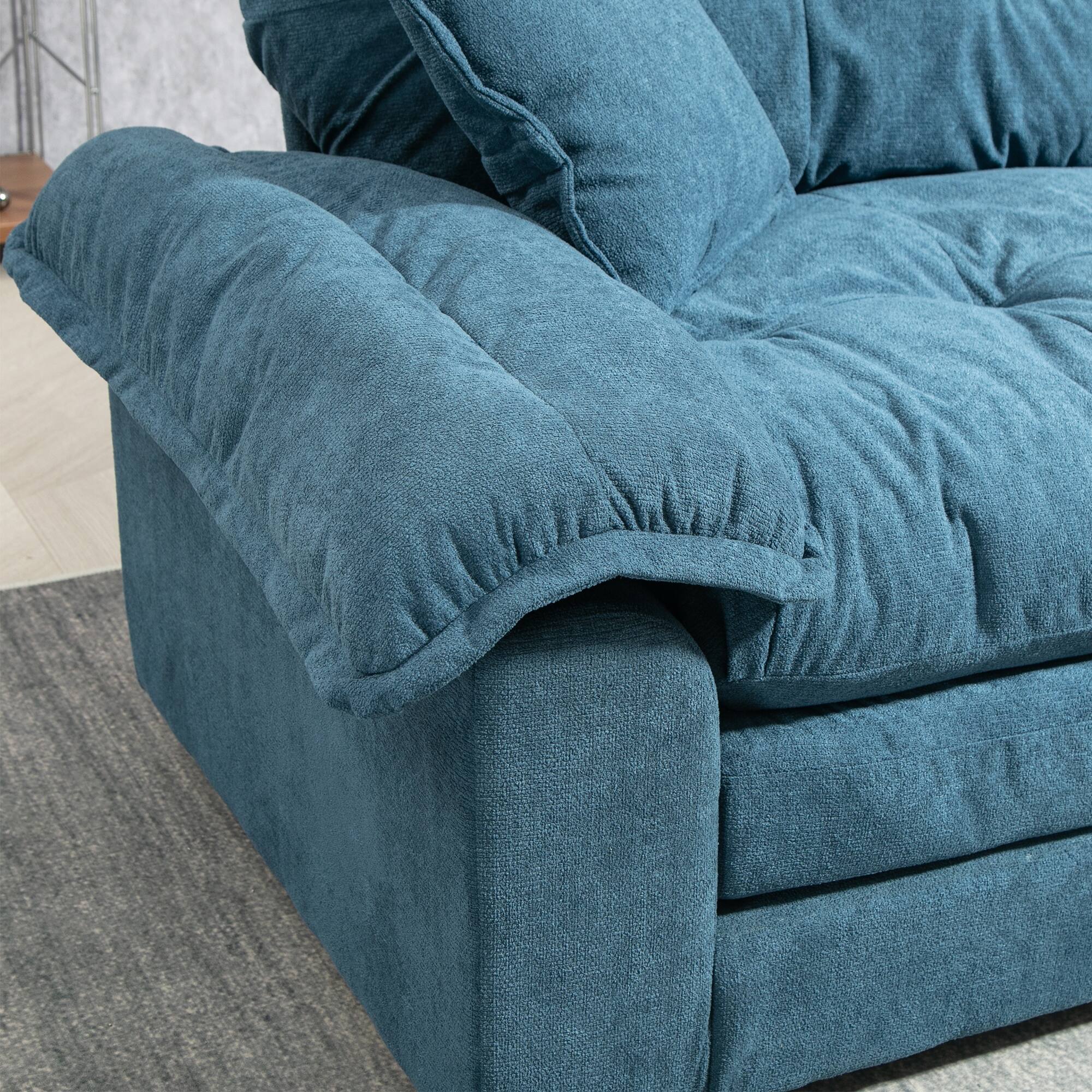 Alt View 4. Tiramisubest - 84"Chenille Sofa,Loveseat Deep Seat Sofa Couch with Pillows & Memory Foam for Living Room,Apartment,Office Lounge-Blue - Blue.