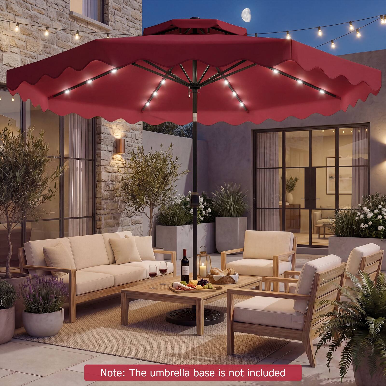 Note: The umbrella base is not included
