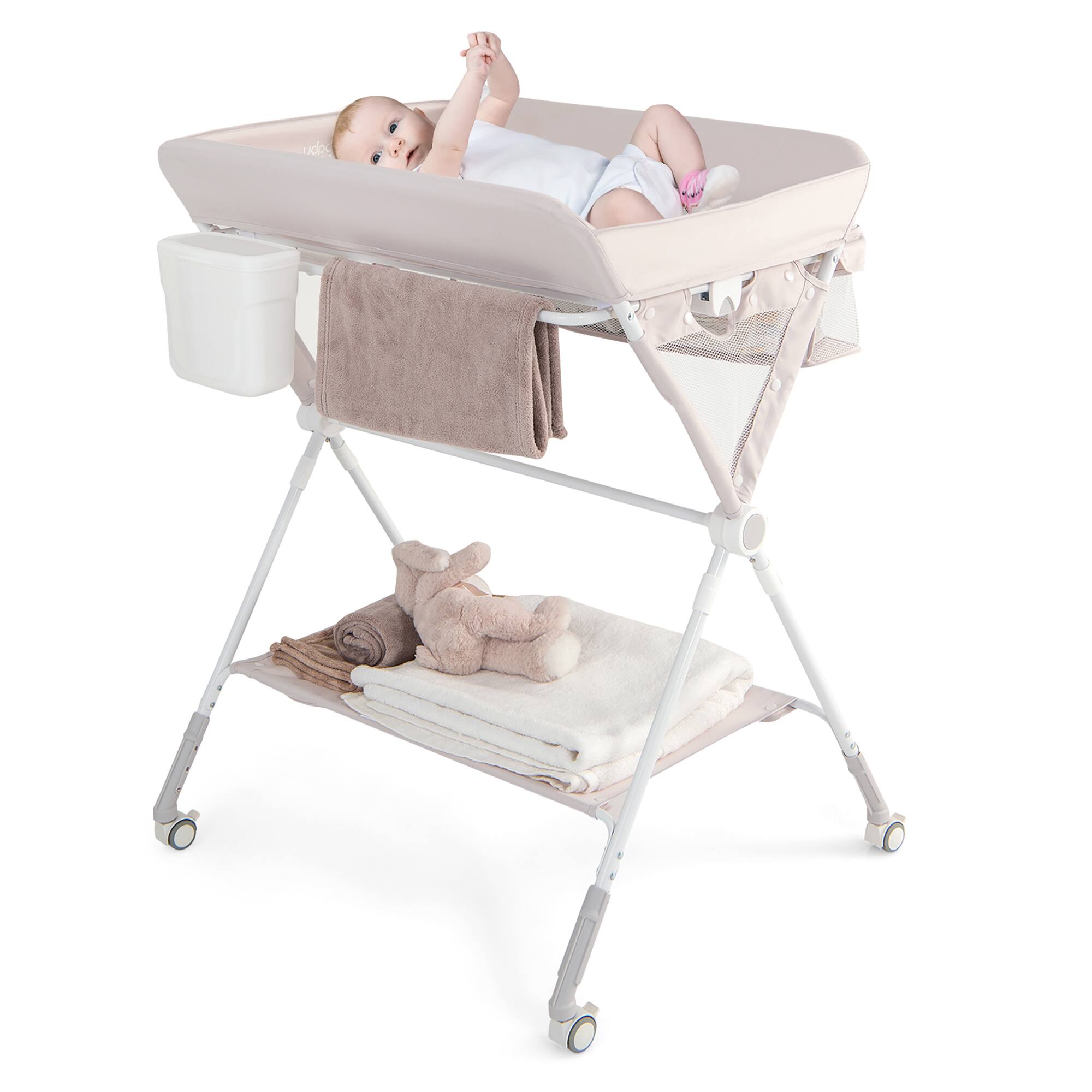 Alt View 7. Gymax - Gymax Portable Baby Changing Table Foldable Diaper Changing Station w/ 3-Level Adjustable Height - Beige.