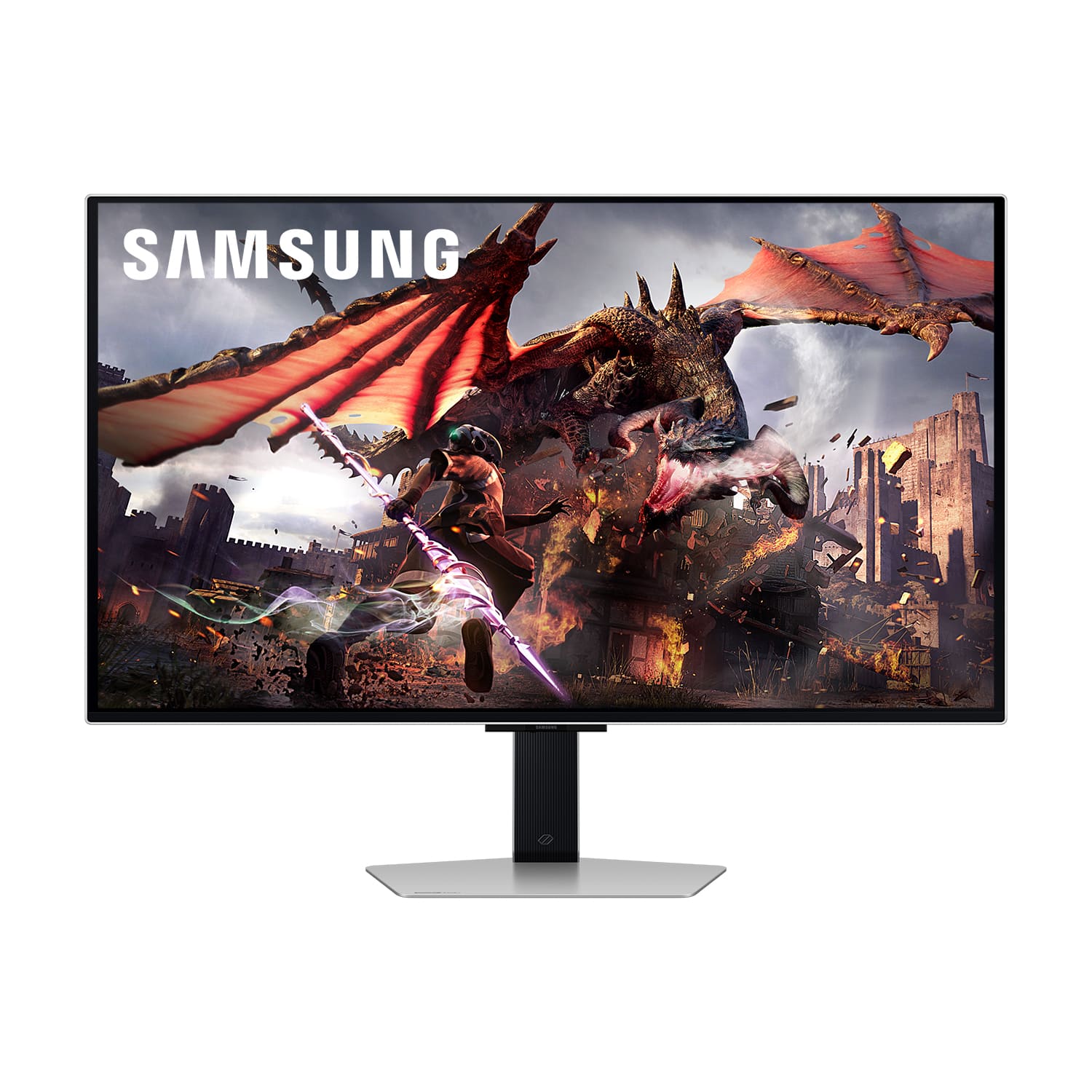 Alt View 3. Samsung - 32" Odyssey OLED G8 (G80SD) 4K UHD 240Hz 0.03ms Smart Gaming Monitor with HDR - Silver.