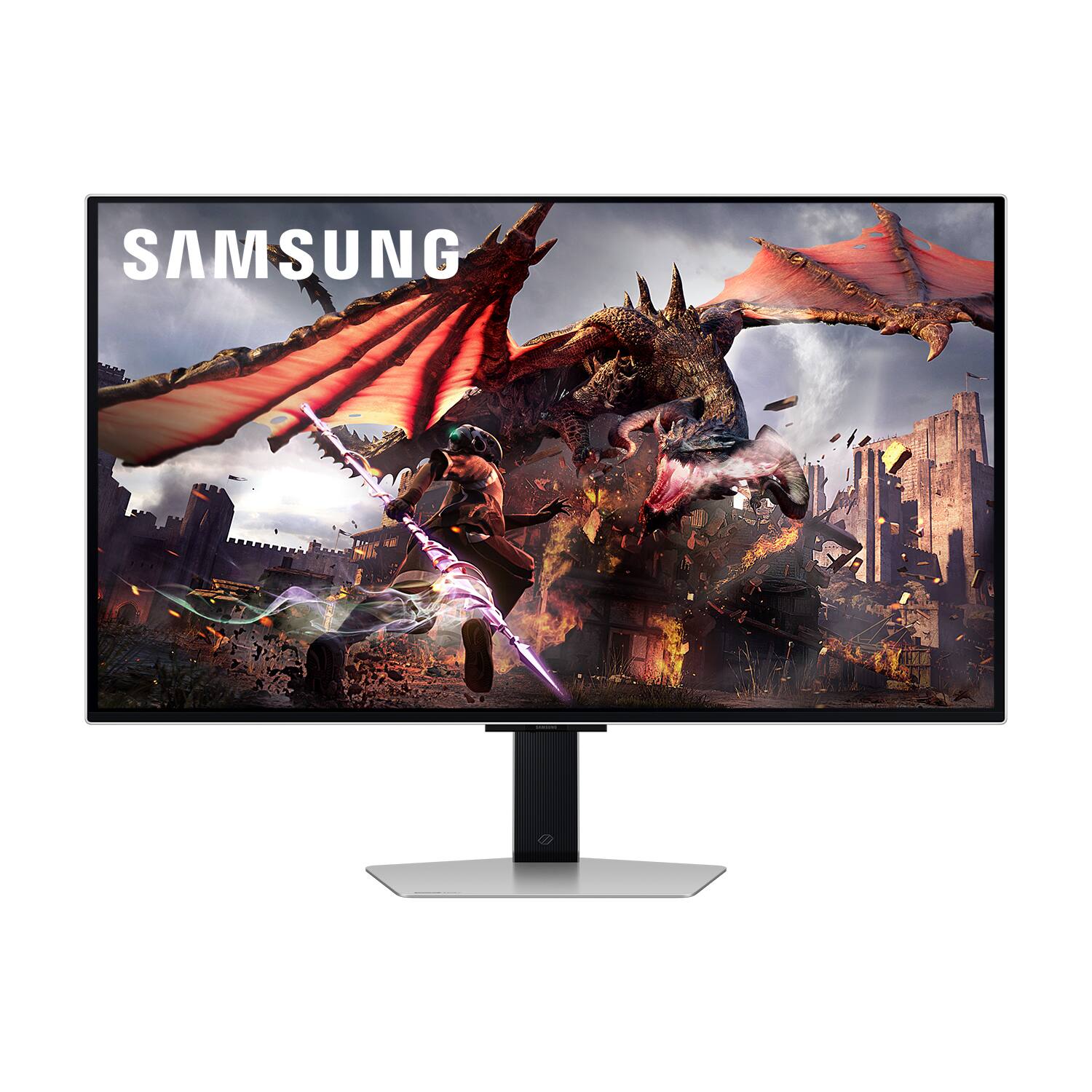 Alt View 3. Samsung - 32" Odyssey OLED G8 (G80SD) 4K UHD 240Hz 0.03ms Smart Gaming Monitor with HDR - Silver.