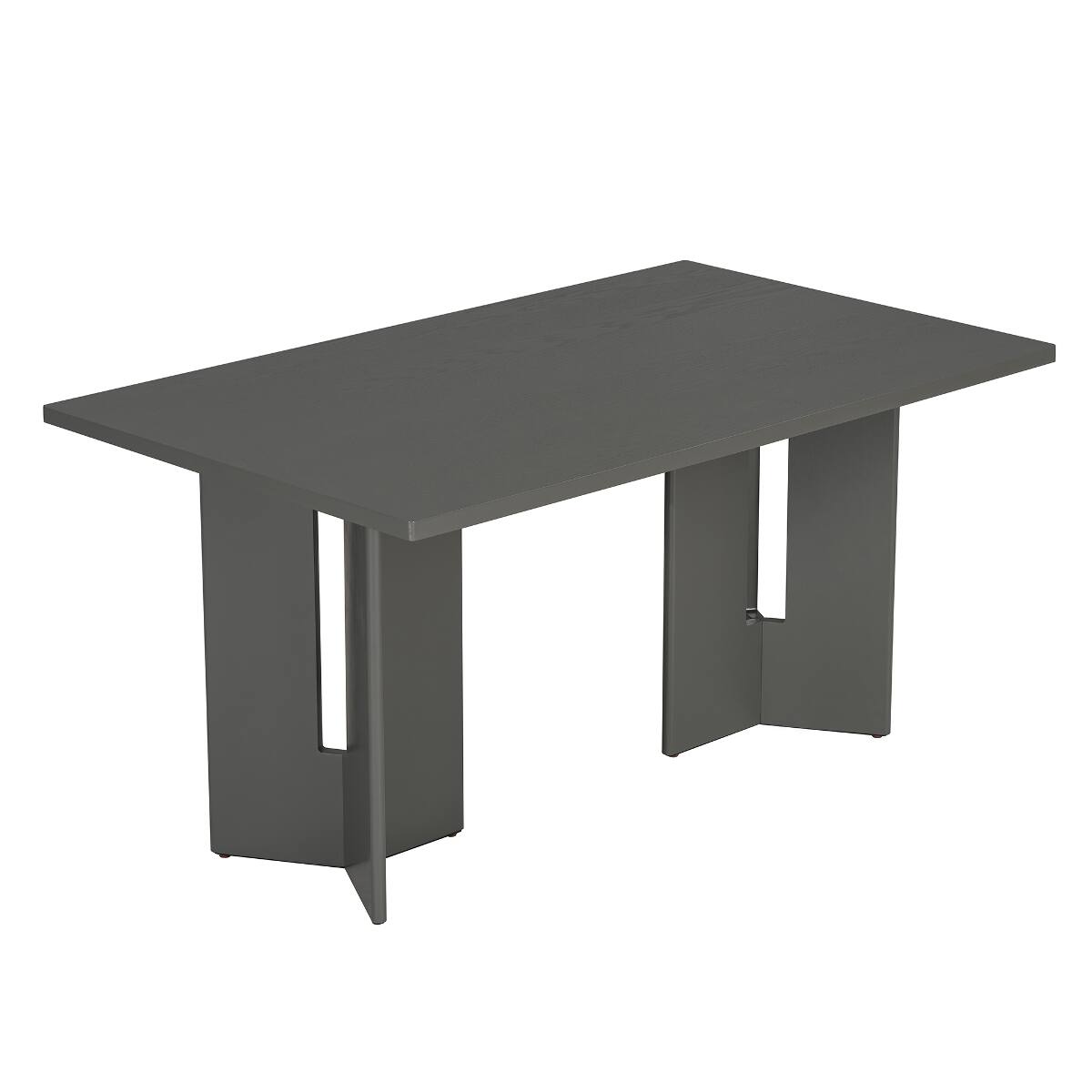 Alt View 1. Loheer - Loheer Gray Farmhouse Dining Table, 60 Inch Rectangular Table with Cutout Legs - Gray.