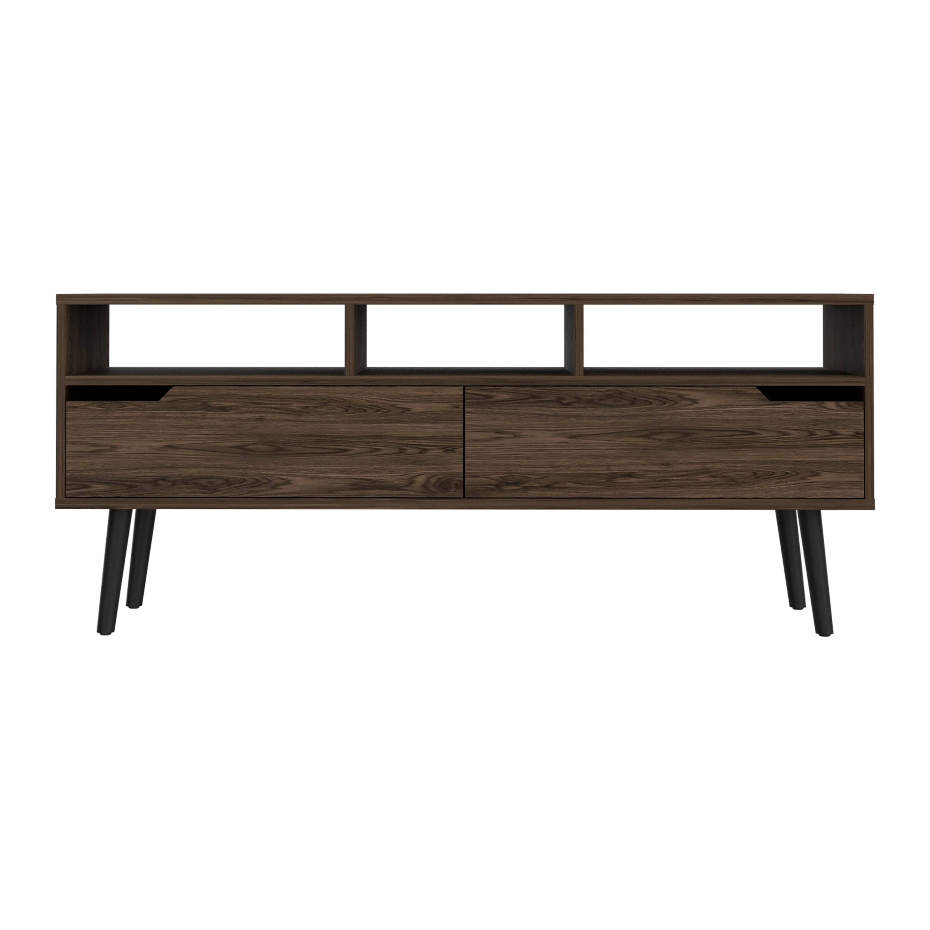 Alt View 1. APRILSOUL - Hamburg TV Stand For TV´s up 60 Inch Four Legs Three Open Shelves - Brown.