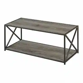 FurniFact - Coffee Table with Particle Board Top and Sturdy Base Design - Weathered Gray