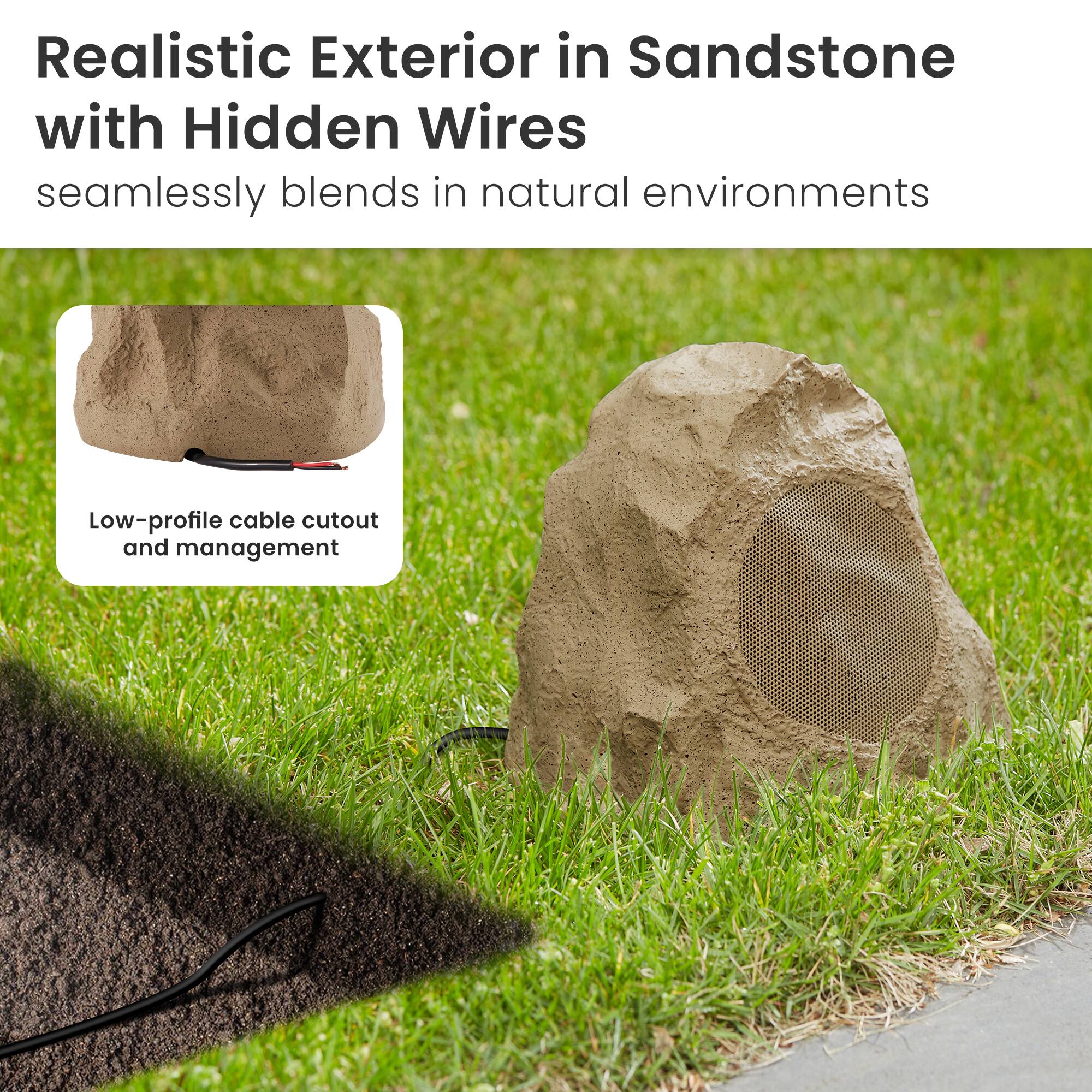 Realistic Exterior in Sandstone with Hidden Wires  
seamlessly blends in natural environments  

Low-profile cable cutout and management