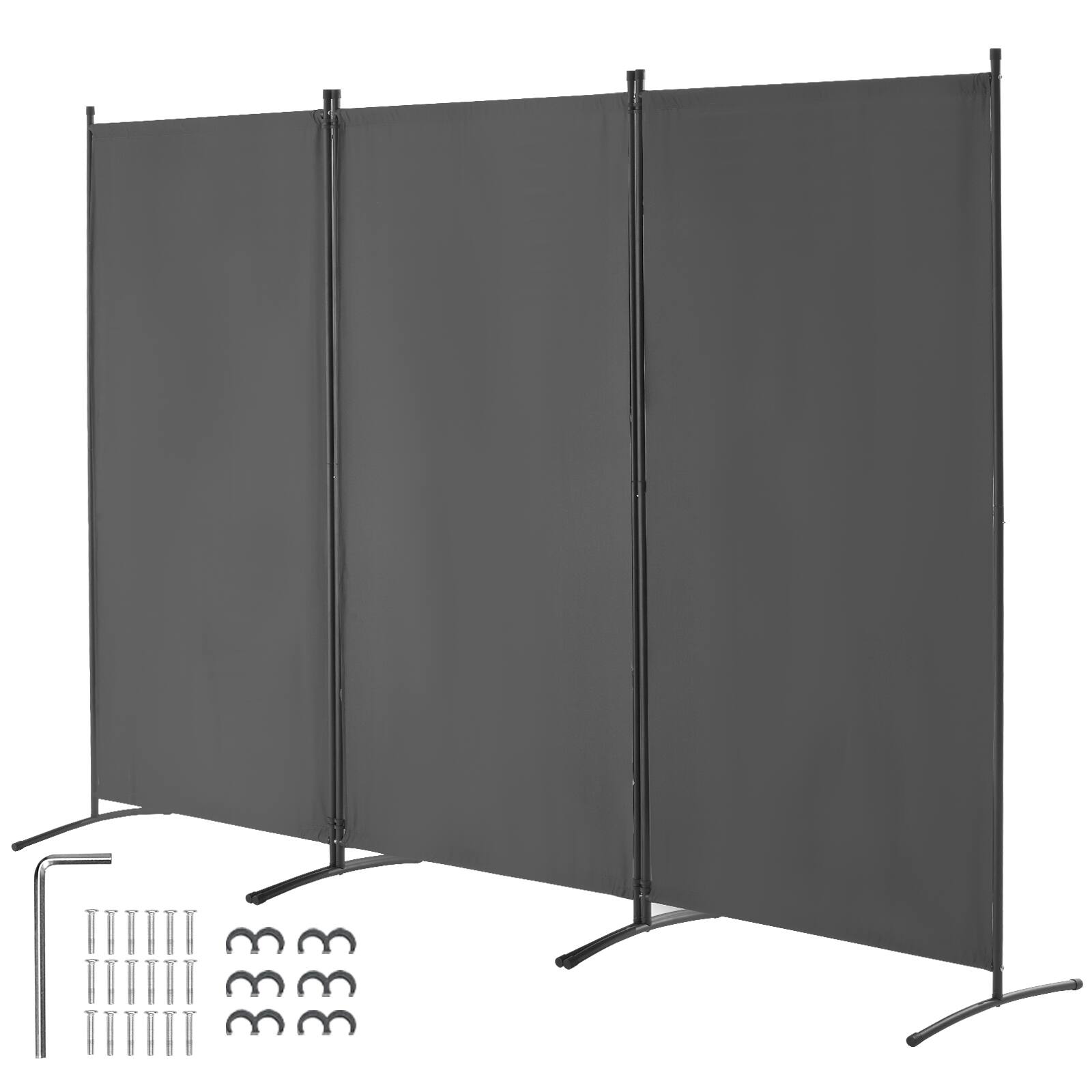 VEVOR - Room Divider, 3 Panel Room Divider, Folding Privacy Screen and Portable Partition Divider for Room Separation - Gray