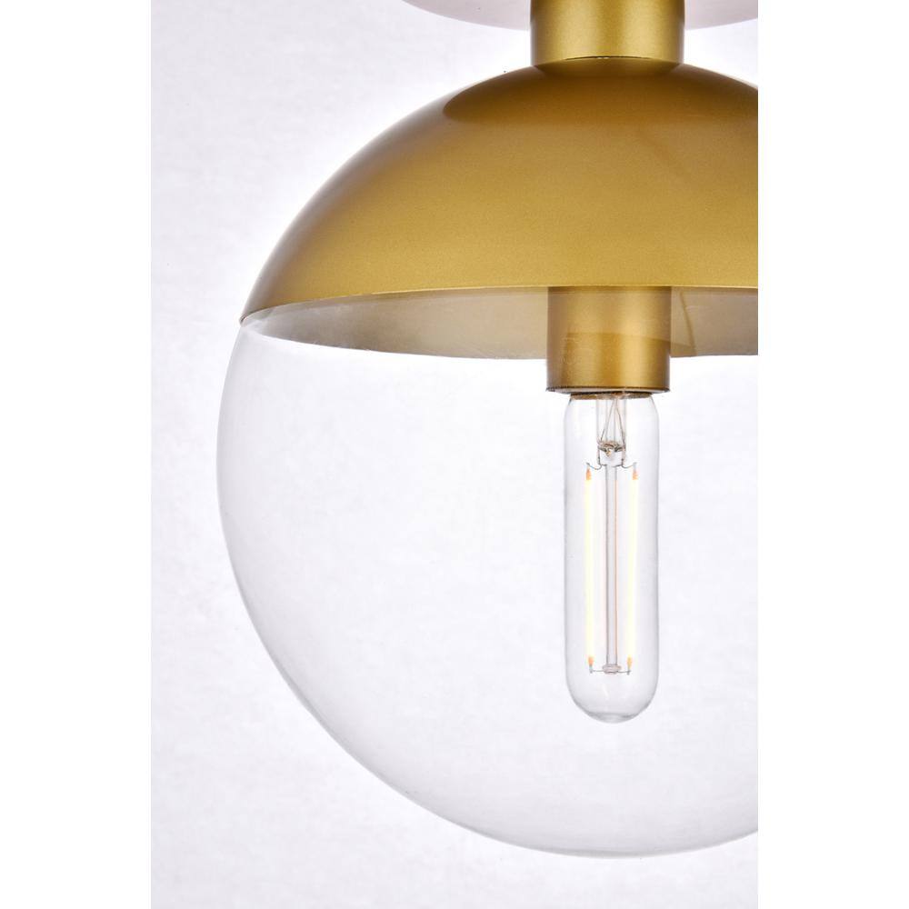 Alt View 1. Living District - Eclipse 1 Light Brass Flush Mount With Clear Glass - Brass And Clear.
