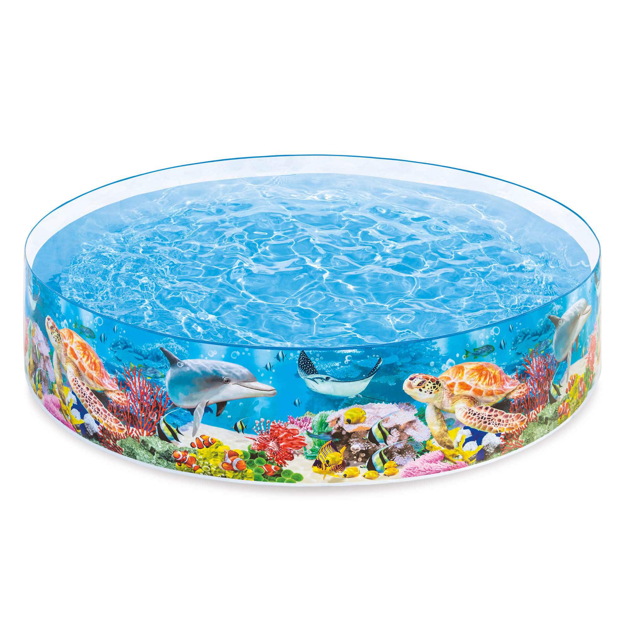 Front. Intex - Intex Deep Sea Blue 8ft x 18in SnapSet Instant Above Ground Swimming Kiddie Pool.